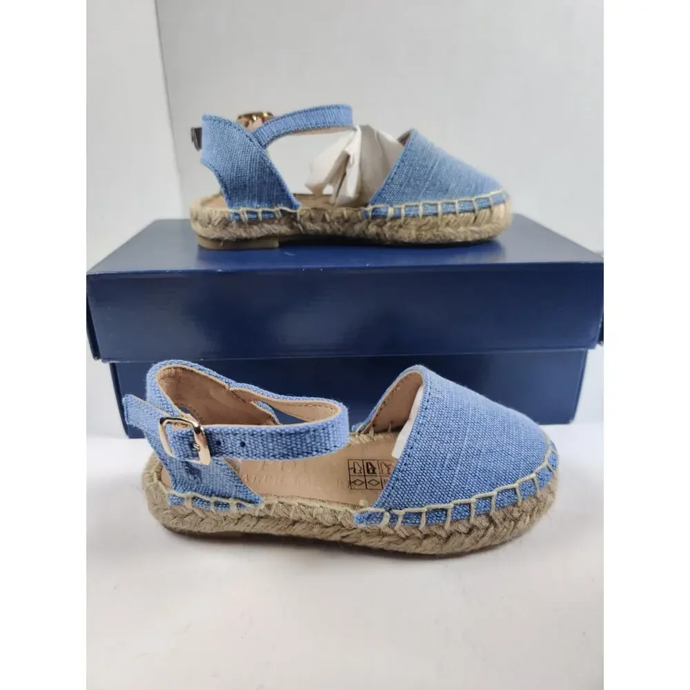 Polo Ralph Lauren Toddler Espadrille Blue Holbrook Girl's Sz 6.5 Canvas Sandals